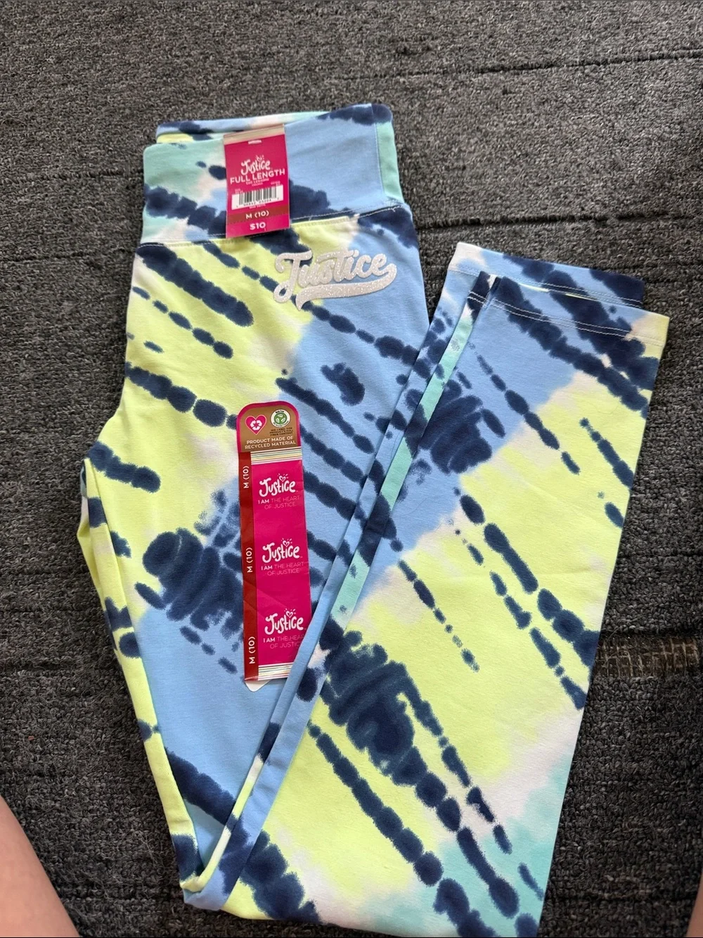 Justice Tie-Dye Full-Length Leggings - Blue & Lime